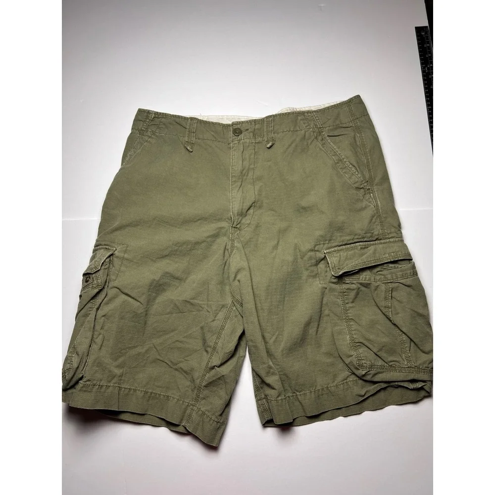 Polo Jeans Co Cargo Shorts Mens 38 Olive Green Ripstop Multi Pocket Utility 0911